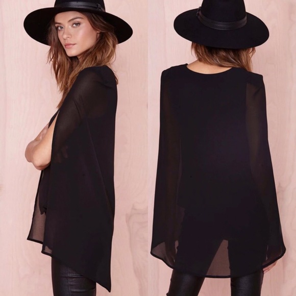 💥 CLEARANCE Sleeveless Chiffon Faux Cape Blouse - Picture 2 of 8